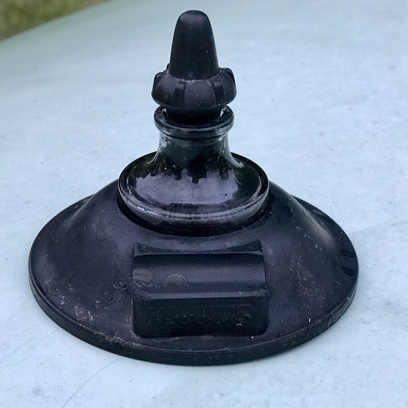 Art Deco Antique Higgins Rubberized Lidded Ink Well with Bulbed Dropper - Picture 1 of 16